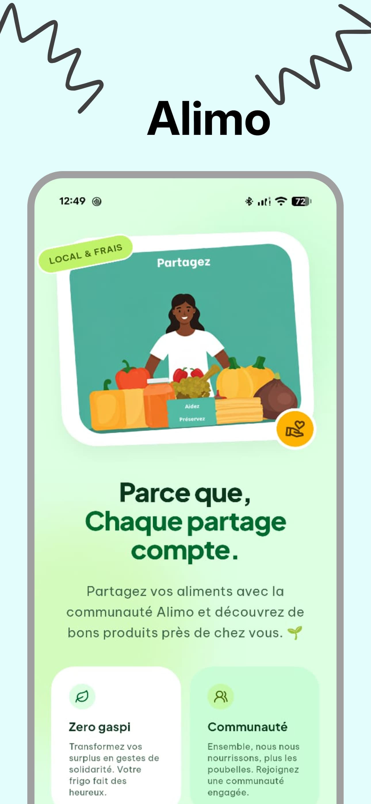 Écran Alimo, chaque partage compte